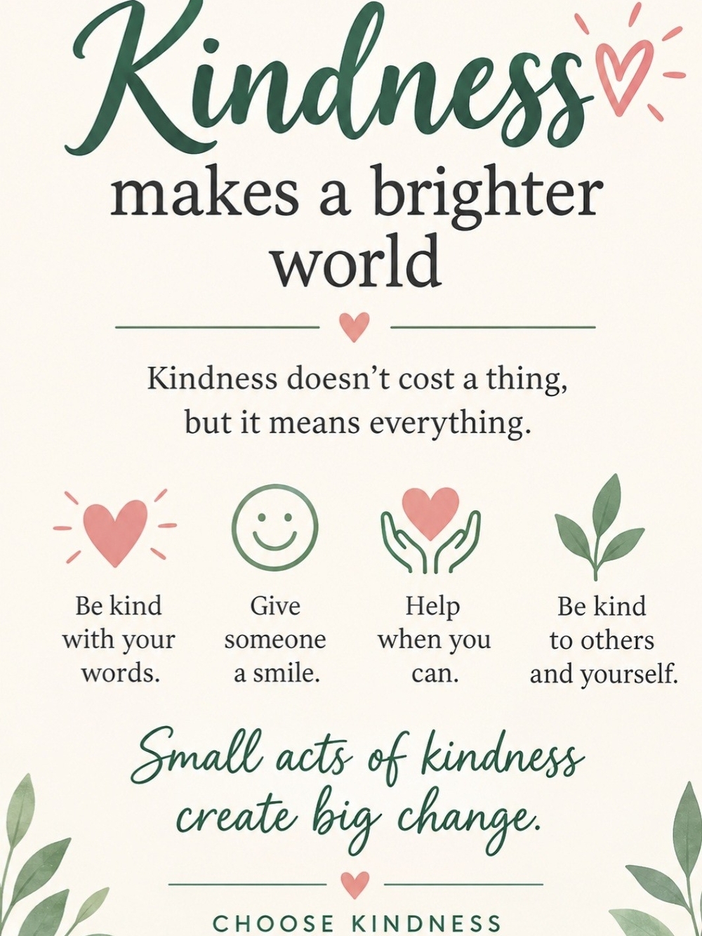 Kindness Makes a Brighter World Wall Art - Green & Pink